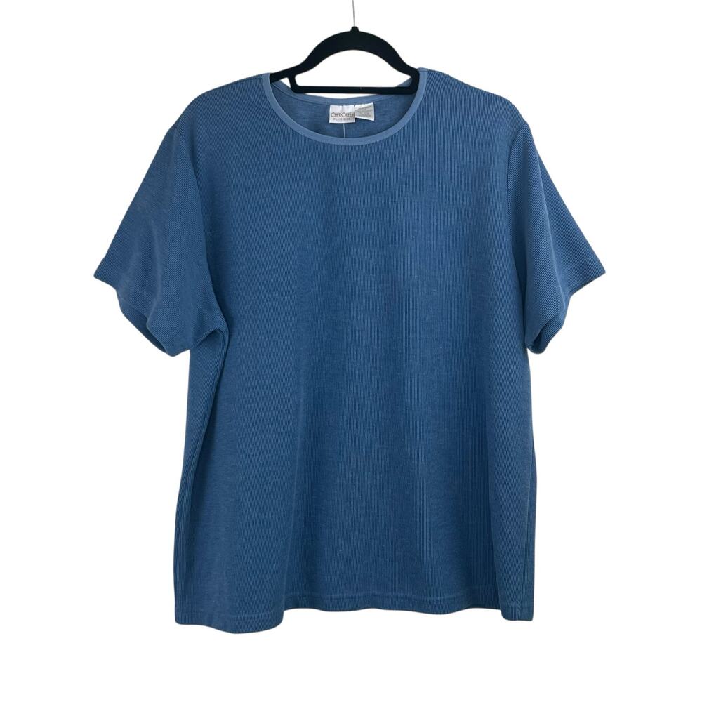 Vintage 90s Cherokee Plus Size Heather Blue Knit Crewneck Top 1X NWT Deadstock